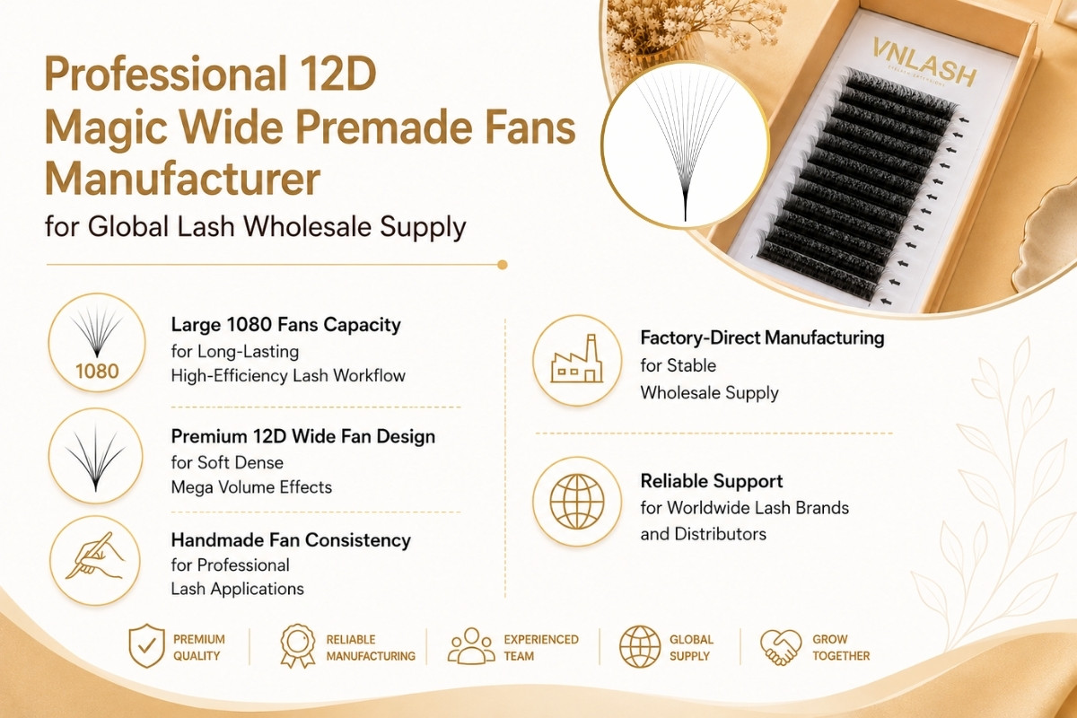 Professional 12D Magic Wide Premade Fans Manufacturer for Global Lash Wholesale Supply