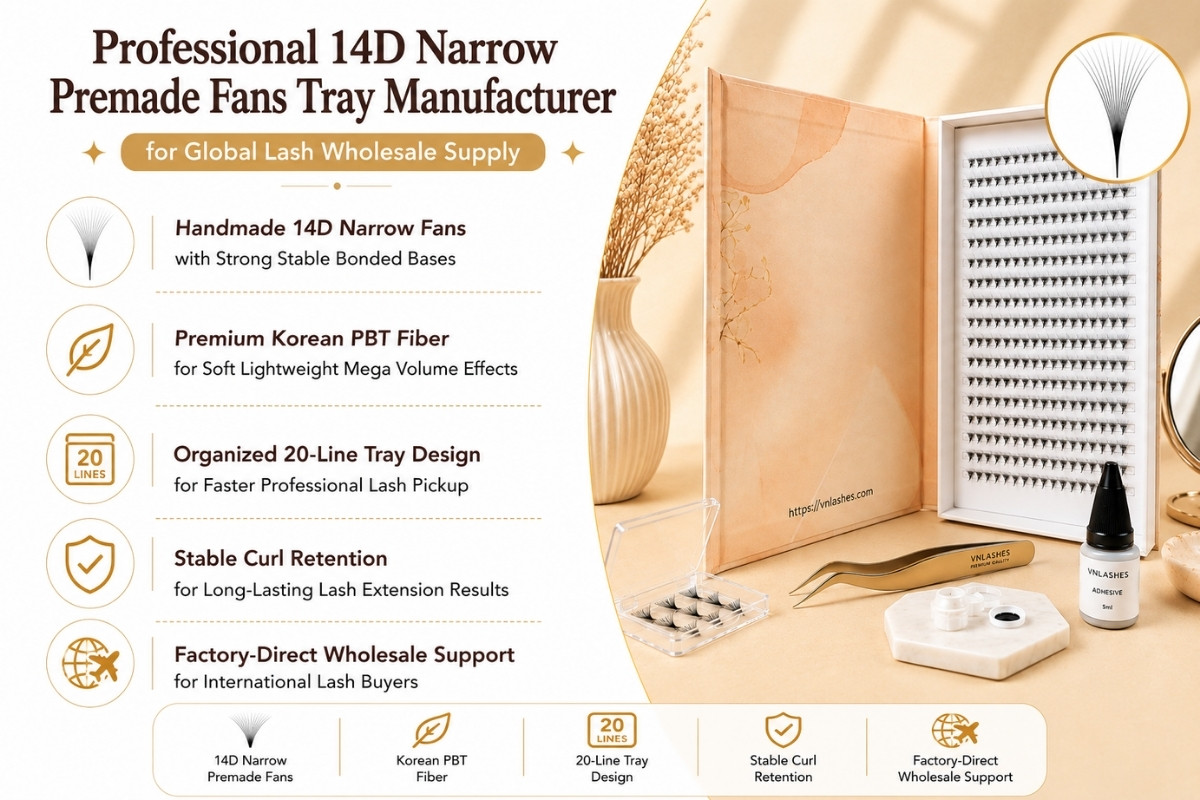 Professional 14D Narrow Premade Fans Tray Manufacturer for Global Lash Wholesale Supply