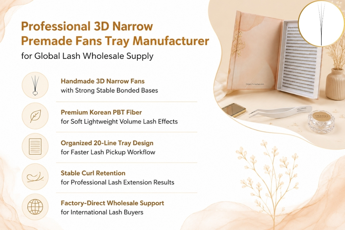 Professional 3D Narrow Premade Fans Tray Manufacturer for Global Lash Wholesale Supply