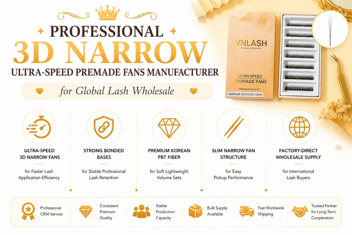 Professional 3D Narrow Ultra-Speed Premade Fans Manufacturer for Global Lash Wholesale