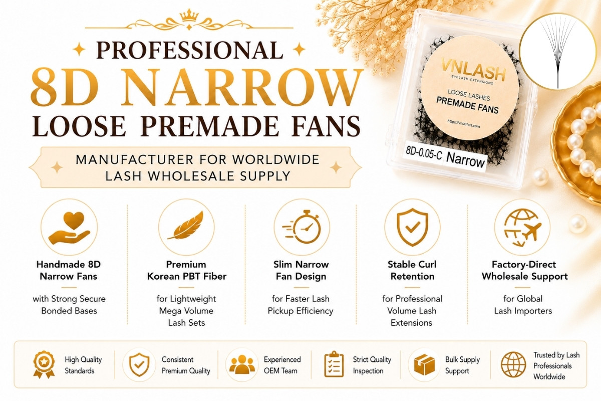 Professional 8D Narrow Loose Premade Fans Manufacturer for Worldwide Lash Wholesale Supply