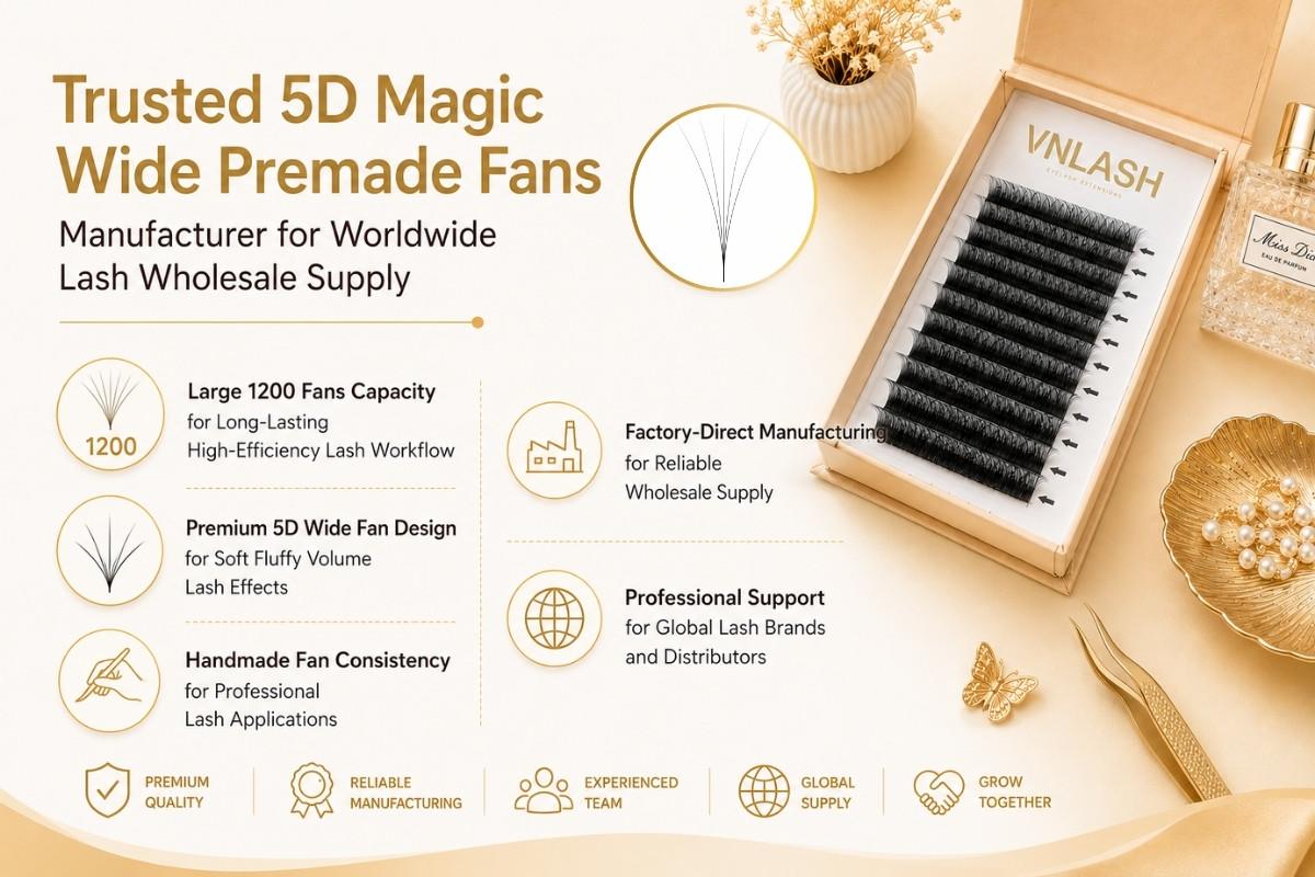 Trusted 5D Magic Wide Premade Fans Manufacturer for Worldwide Lash Wholesale Supply