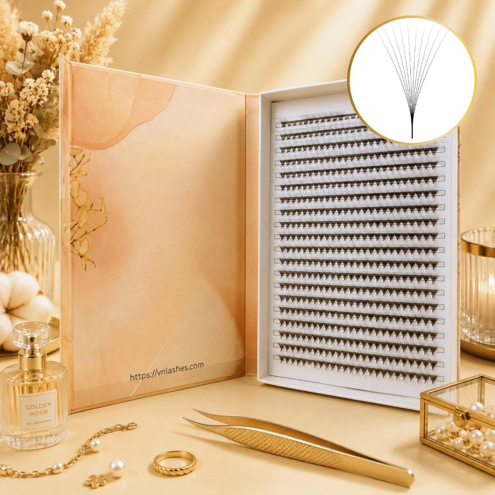 10D Premade Fans 20-Line Tray – 500 Fans | Premium Eyelash Supplier