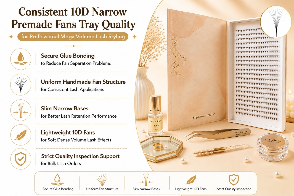 Consistent 10D Narrow Premade Fans Tray Quality for Professional Mega Volume Lash Styling