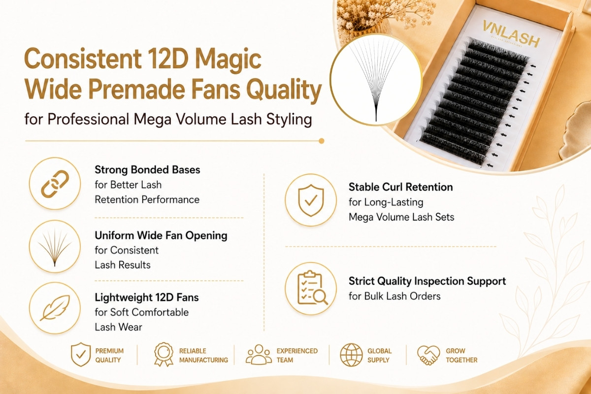 Consistent 12D Magic Wide Premade Fans Quality for Professional Mega Volume Lash Styling