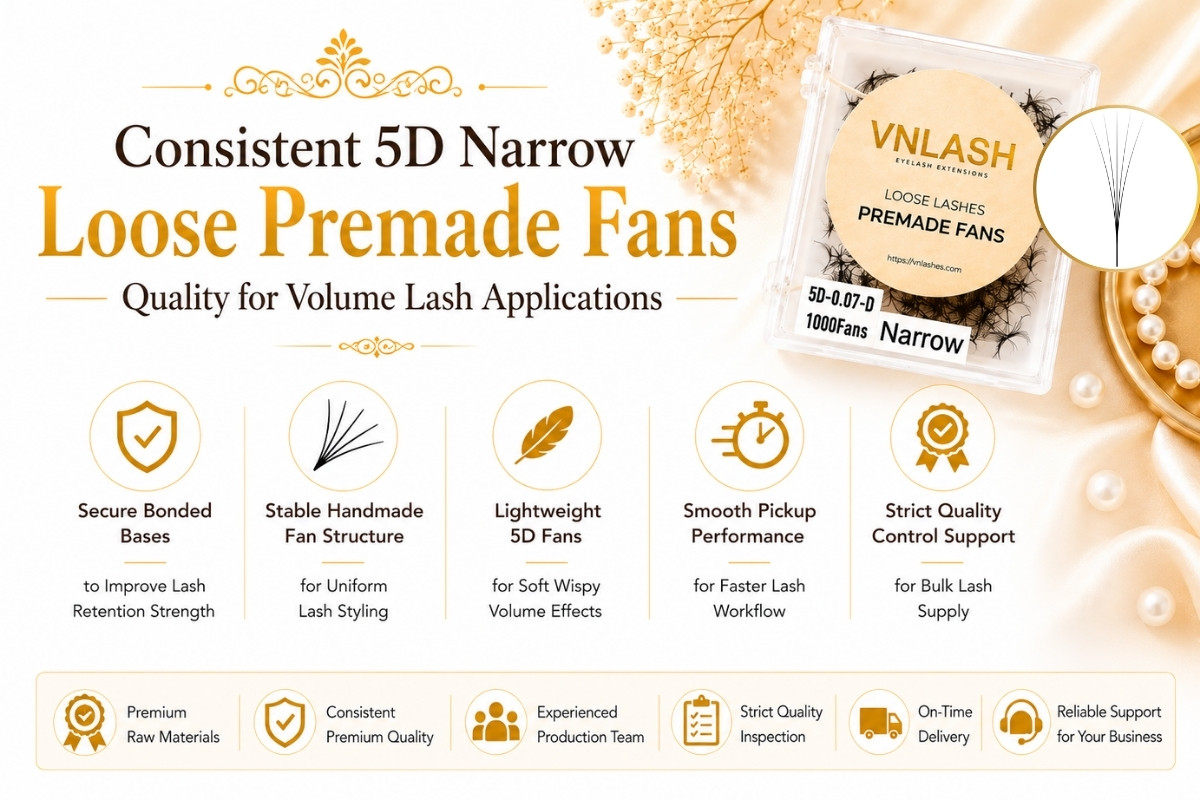 Consistent 5D Narrow Loose Premade Fans Quality for Volume Lash Applications