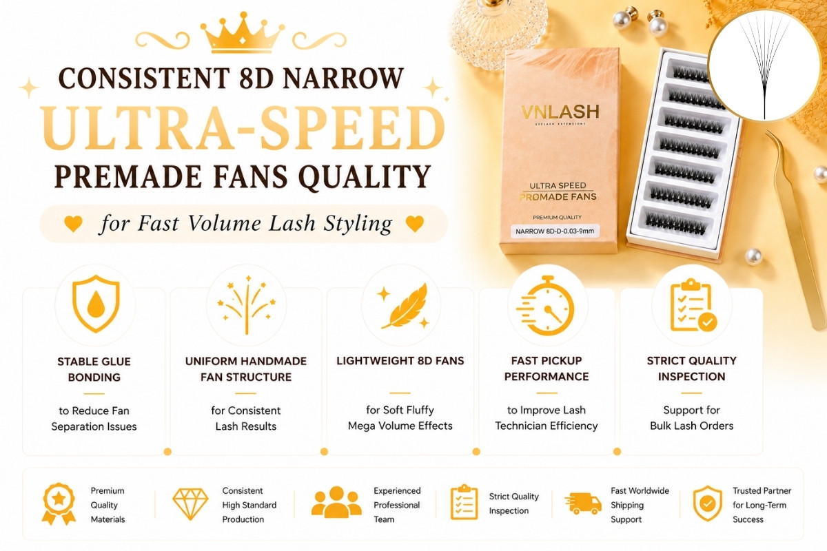 Consistent 8D Narrow Ultra-Speed Premade Fans Quality for Fast Volume Lash Styling