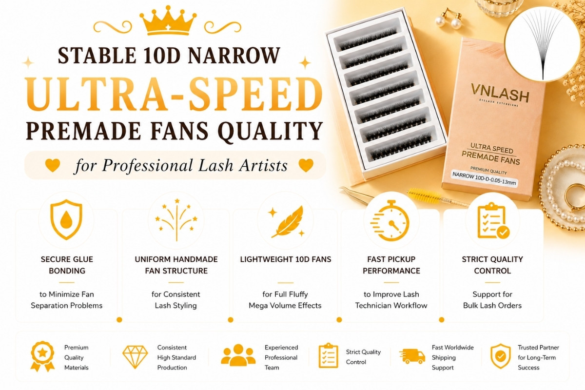 Stable 10D Narrow Ultra-Speed Premade Fans Quality for Professional Lash Artists