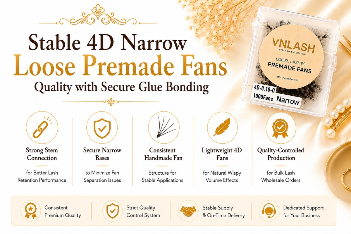 Stable 4D Narrow Loose Premade Fans Quality with Secure Glue Bonding
