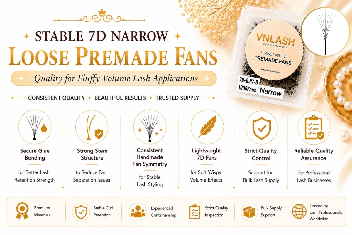 Stable 7D Narrow Loose Premade Fans Quality for Fluffy Volume Lash Applications