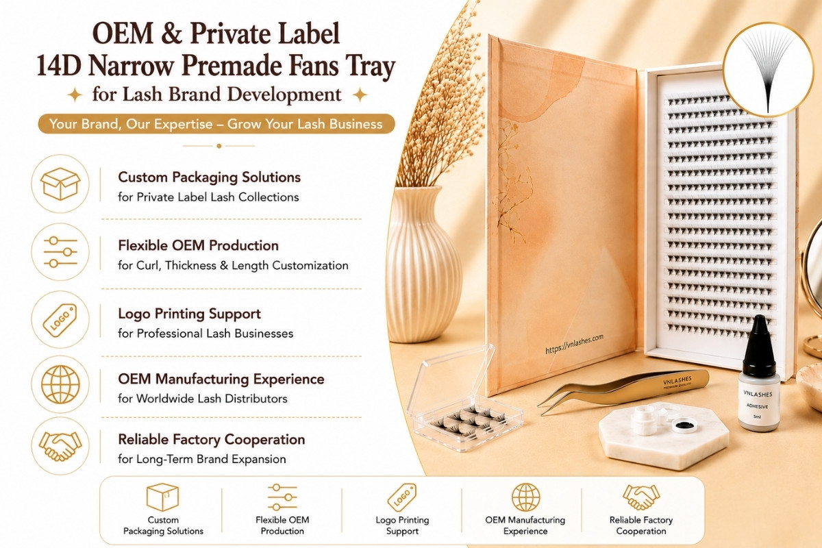 OEM & Private Label 14D Narrow Premade Fans Tray for Lash Brand Development