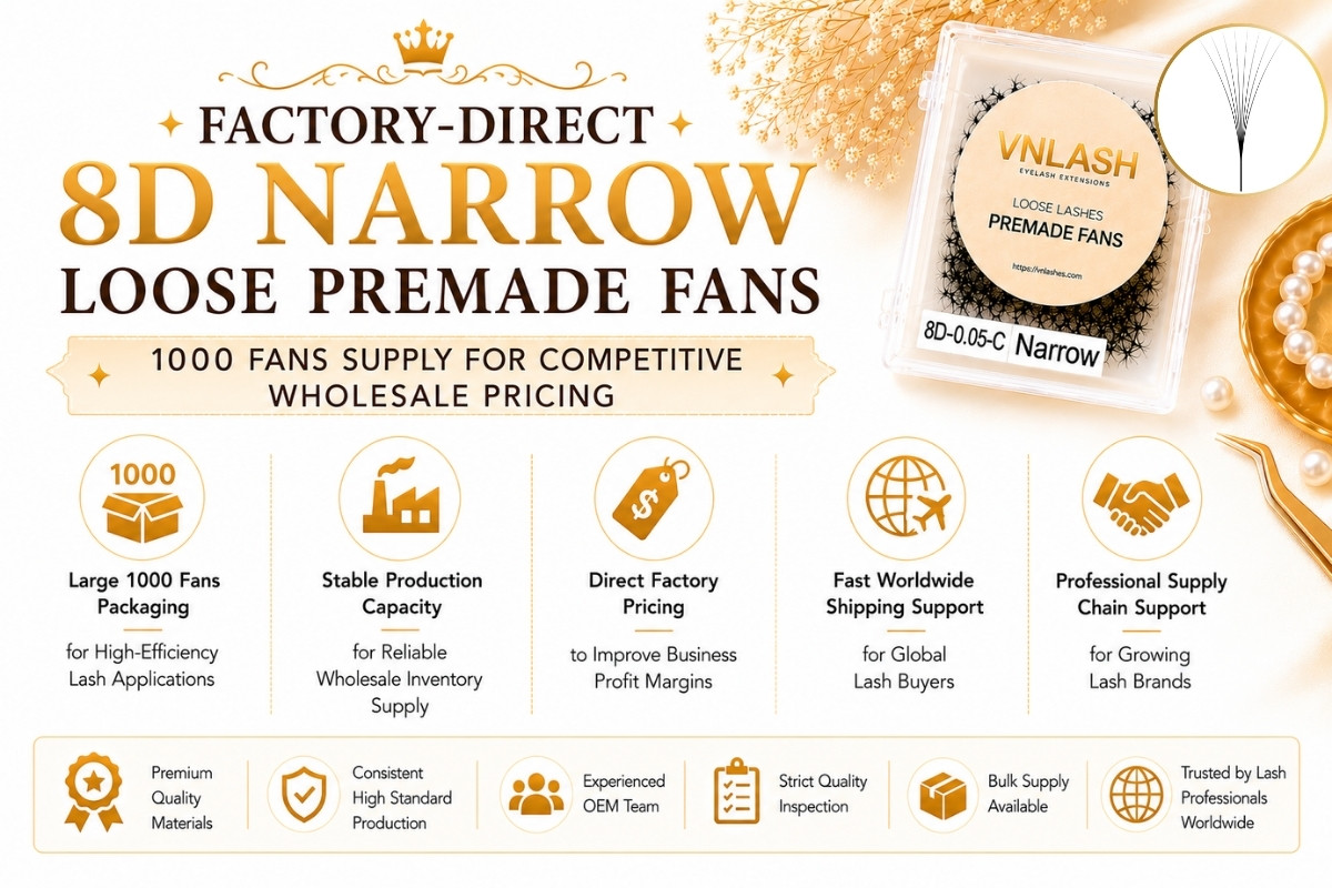 Factory-Direct 8D Narrow Loose Premade Fans – 1000 Fans Supply for Competitive Wholesale Pricing