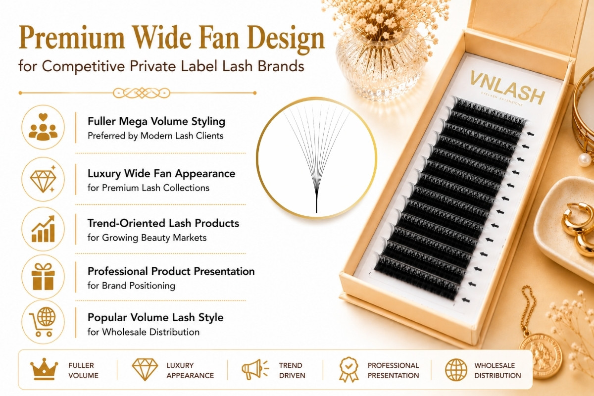 Premium Wide Fan Design for Competitive Private Label Lash Brands